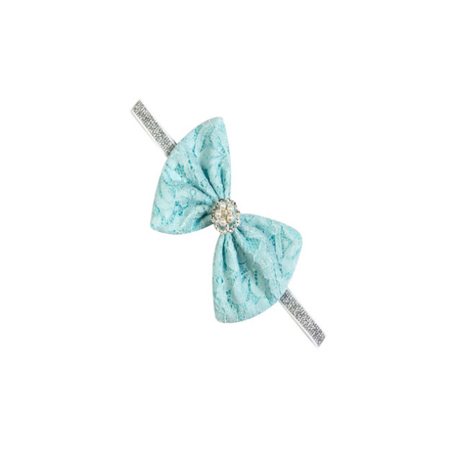 Natural elastic baby hair accessories bow-knot lace pearl beaded headband