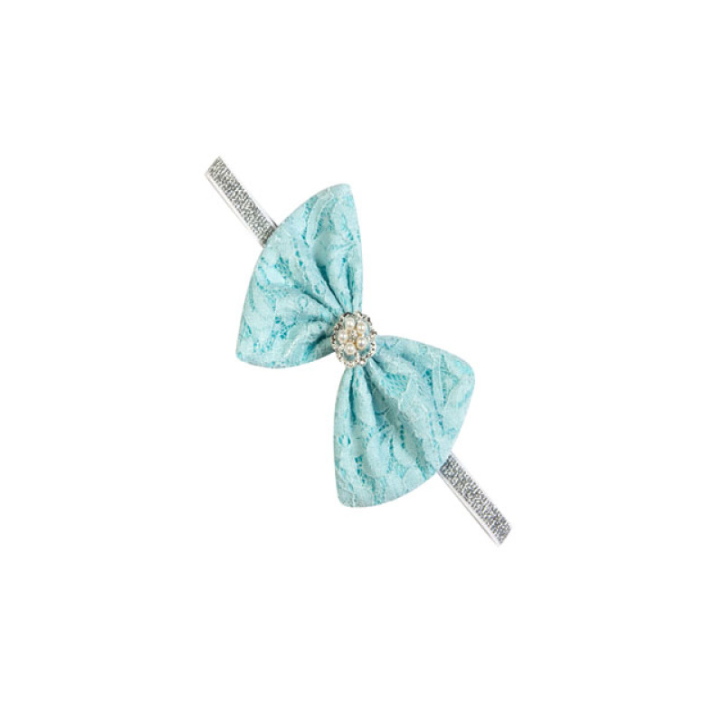 Natural elastic baby hair accessories bow-knot lace pearl beaded headband