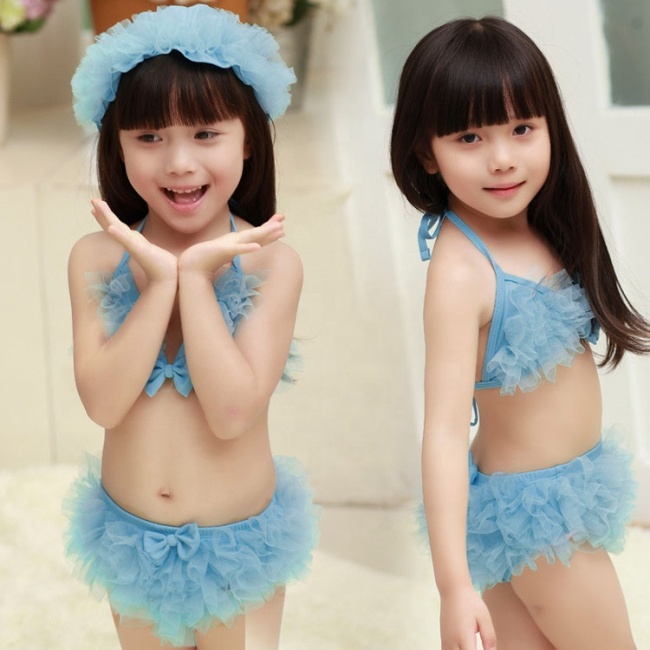 Wholesale factory sexy little girls pink blue yellow purple swimsuit colorful swimwear