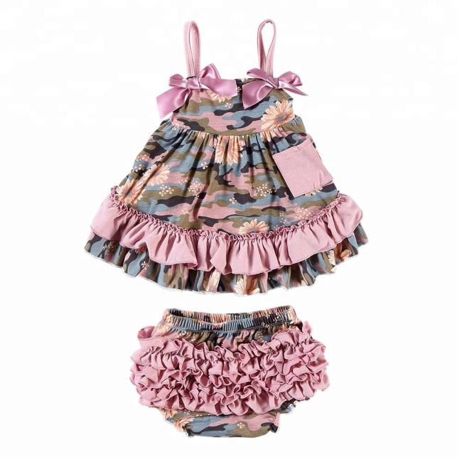 Wholesale Adorable Newborn Baby Girl Clothes Floral Print Baby Outfits Swing Sets