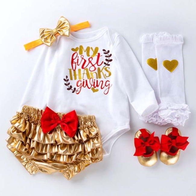 2021 manufacturer thanksgiving day cute digital print infant baby shoes stocking clothing sets