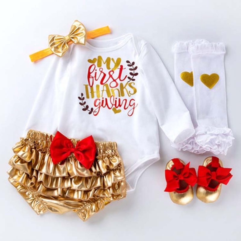 2021 manufacturer thanksgiving day cute digital print infant baby shoes stocking clothing sets