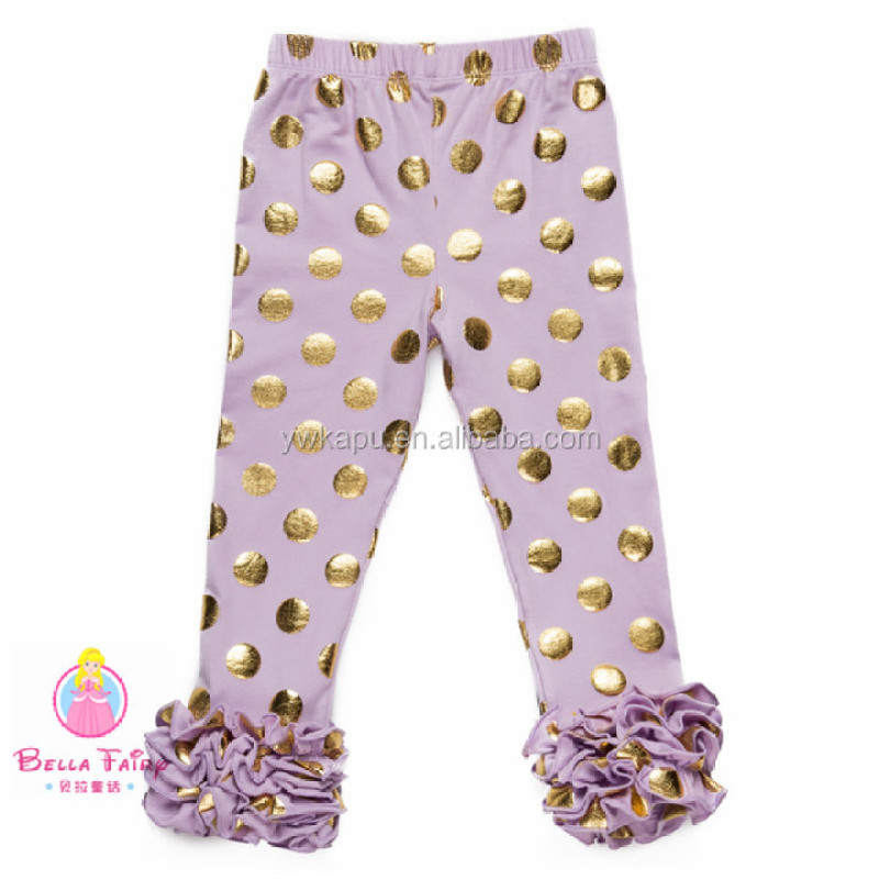 YIWU Factory Wholesale Children's Clothing pants Gold Polka Dot Toddler Leggings Triple Icing Capri