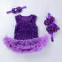 Wholesale Baby Girl Rosette Petti Dress With Baby Shoes and Headband Set For Birthday Party 