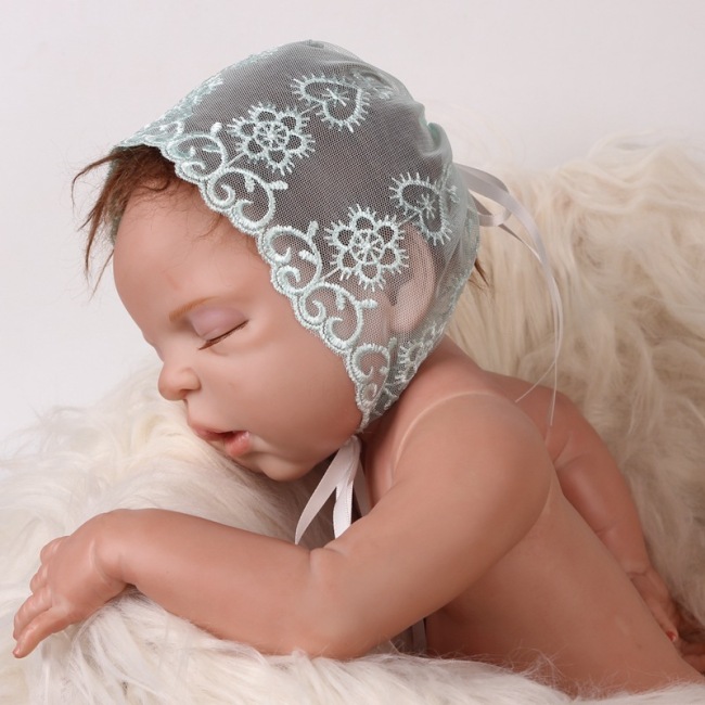 Newborn Photography props Baby Girl Beanie Ribbon Laced Flower  Hat
