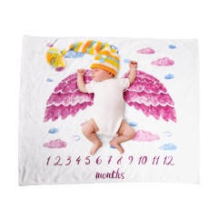 KAPU Photography Thick Fleece Monthly  Milestone Wings Flower Baby blanket Blanket