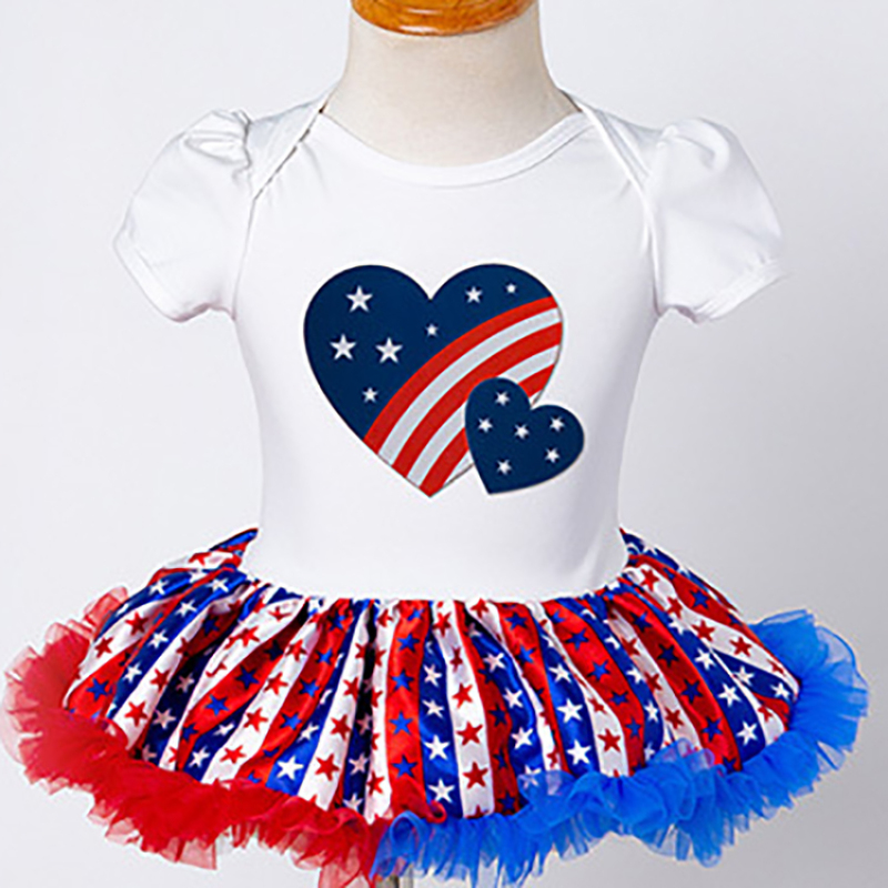 New fashion USA flag stars 4th of July toddler clothes baby girl romper outfit