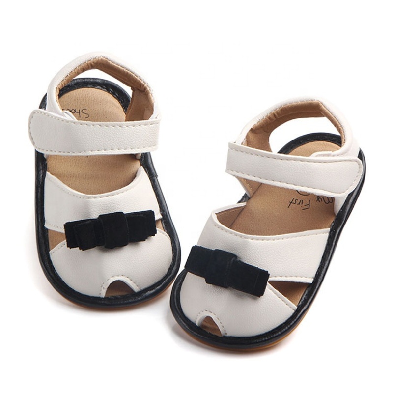 2021 high quality leather soft sole bow infant girl sandals