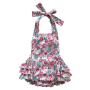 cute sweet floral baby halter bubble ruffle romper whole sale RST