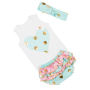 Fancy Cotton Polka Dot Girl Sleeveless Tee Top With Bloomer And Headband Set