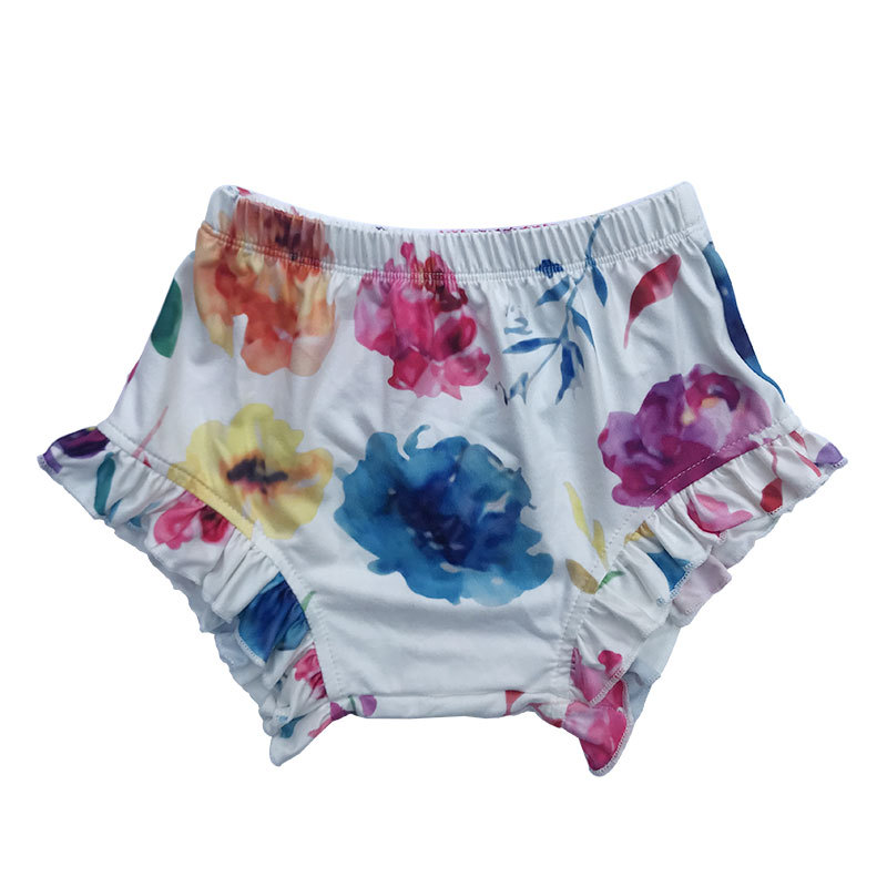 Wholesale sunflower leopard soft floral Baby Girls shorts Ruffle Bloomers bummies