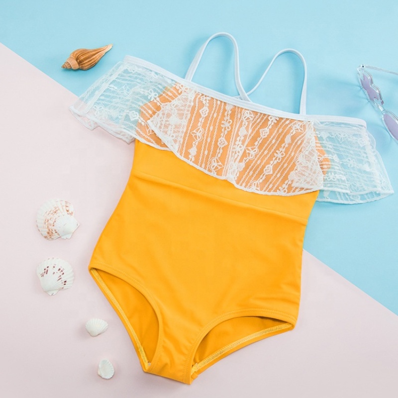 Top selling yellow sexy girl bikini one piece mesh string swimwear