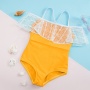 Top selling yellow sexy girl bikini one piece mesh string swimwear