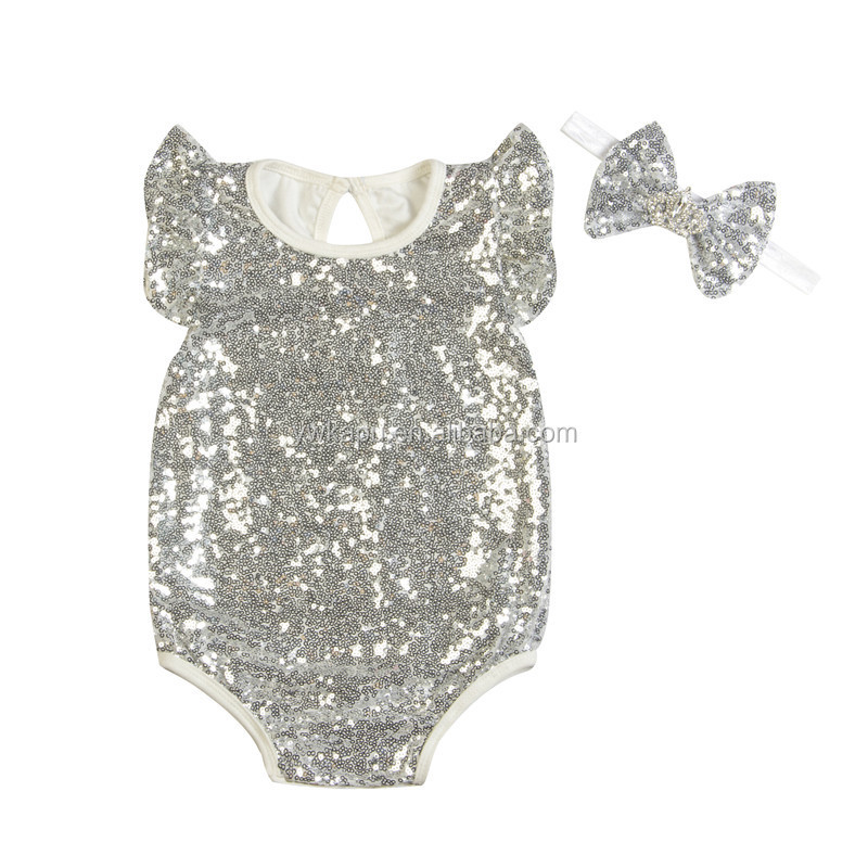 Wholesale Infant Toddlers Clothing Baby Romper,Baby Onesie with Matching Crown Headband