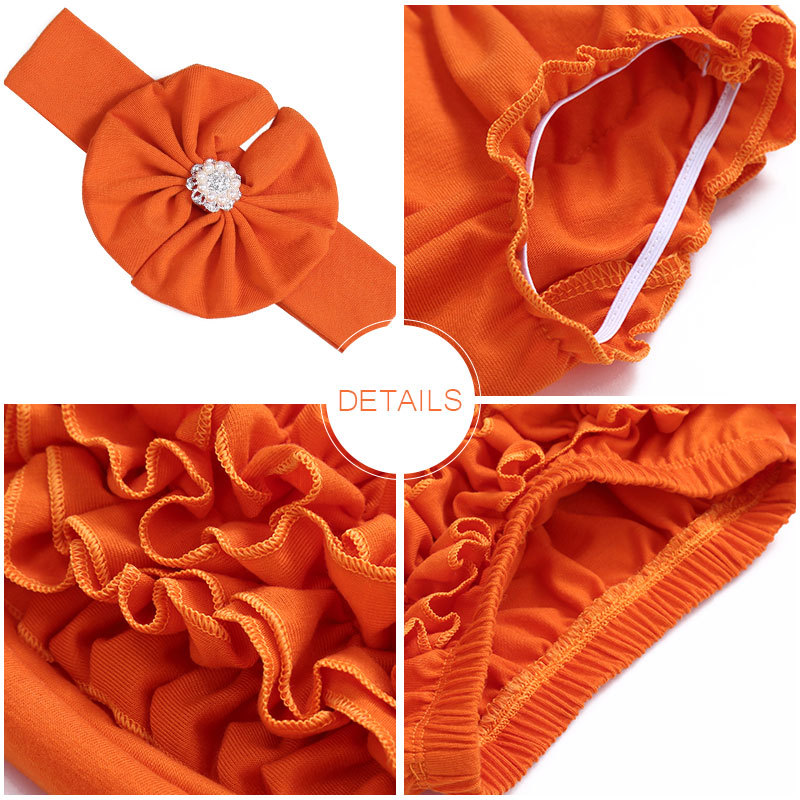 2019  Cute  Newborn  Toddler Summer Clothes Cotton Chiffon Ruffle Baby Girl Bloomers with headband