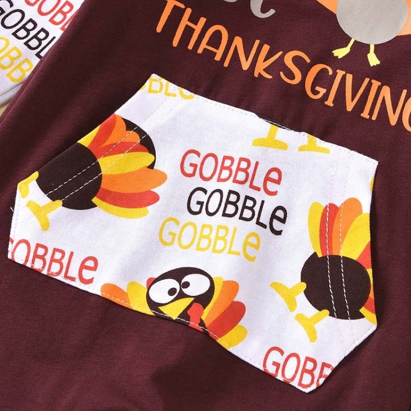2021 manufacture thanksgiving brown cute cotton organic baby jumpsuit