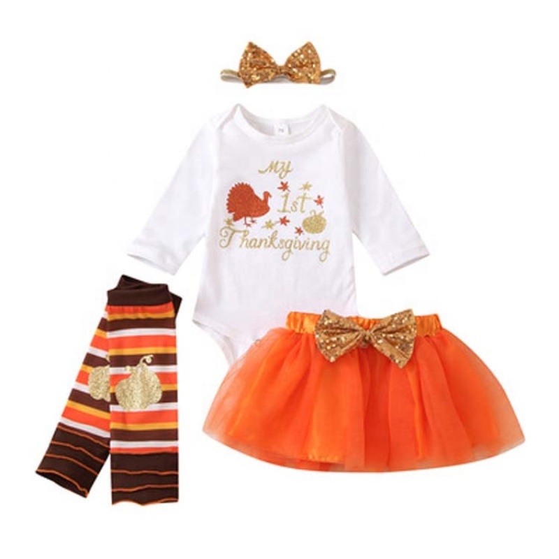 Thanksgiving new design organic baby romper 100% cotton newborn clothes set