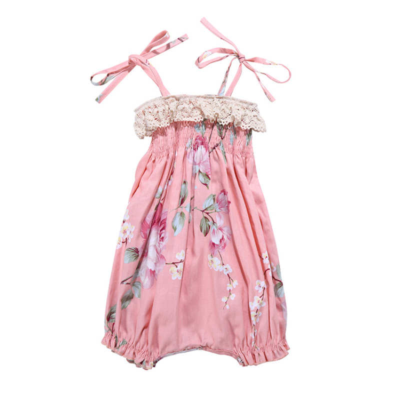 Wholesale Western Backless Sling Cotton Clothes Pretty Gallus shivering Ruffles Dresses Jumper for Baby Girls