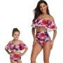 High quality 2 piece   mesh beach wear designer leopard girls swimsuits children bikini set