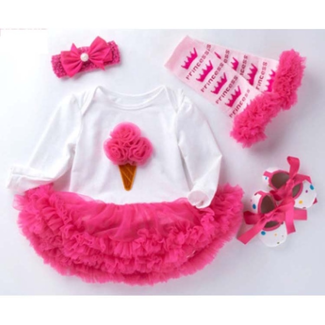 Factory Direct Sale Little Baby Girl Long Sleeve Birthday Clothing Set