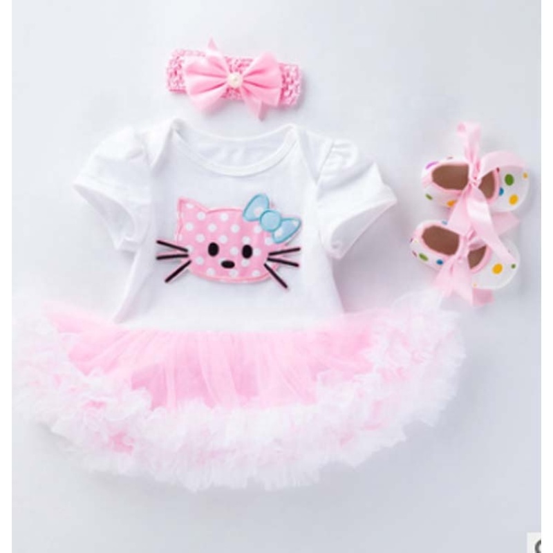 Wholesale Baby Birthday Tutu Tulle Dress With Baby Shoes And Headband Set