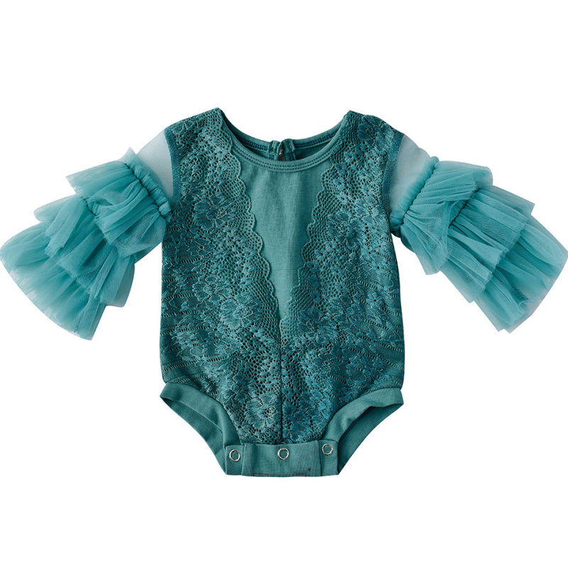 KAPU Cotton lace ruffle long sleeve baby girl photographer props