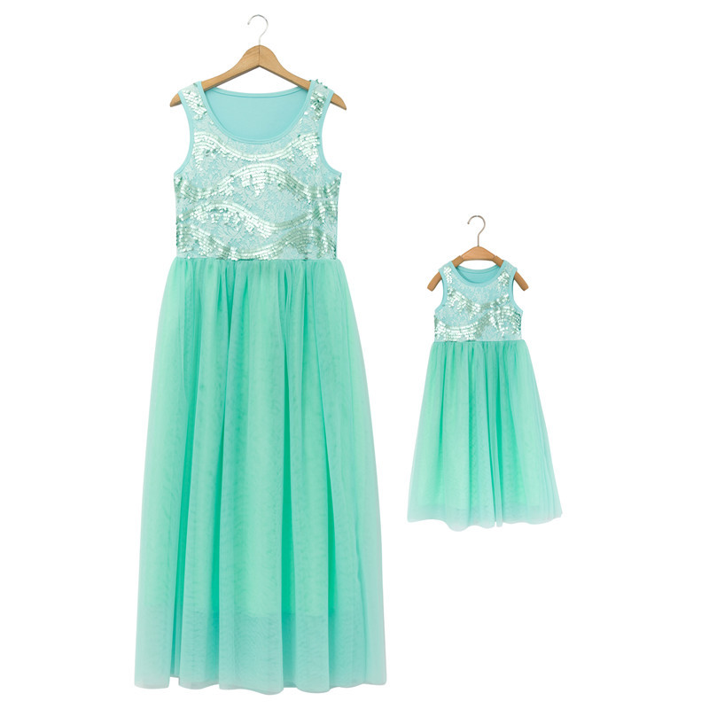 Wholesale Boutique fall family matching mommy and me daughter maxi dress outfits