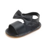 Hot sale black white leather baby shoes soft bow sandals