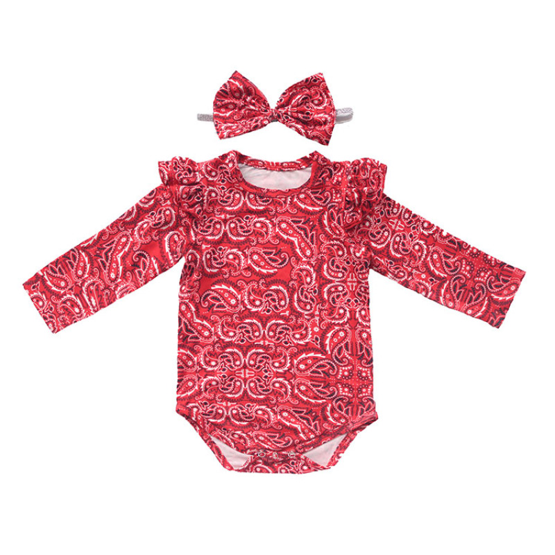 Toddler fall rainbow long sleeves  knit floral Christmas thanks giving baby girl's romper with headband