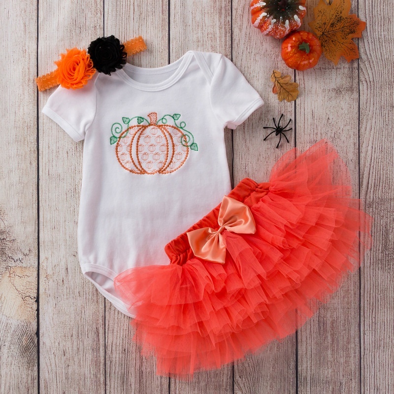 2021 halloween cartoon embroidery baby tutu skirt romper outfits