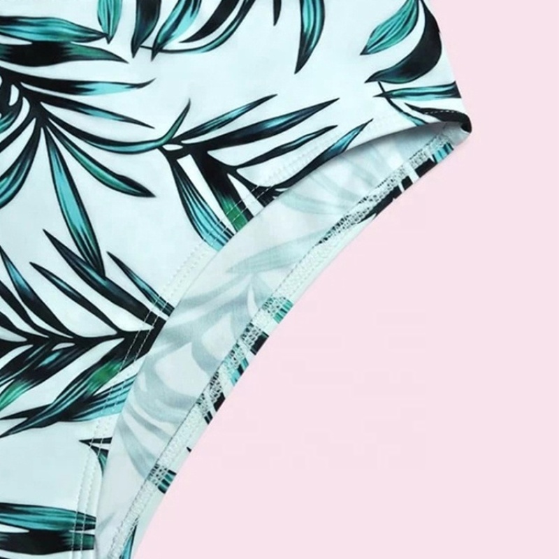 Hote sale two piece white highwaist swimwear fashion print bikini