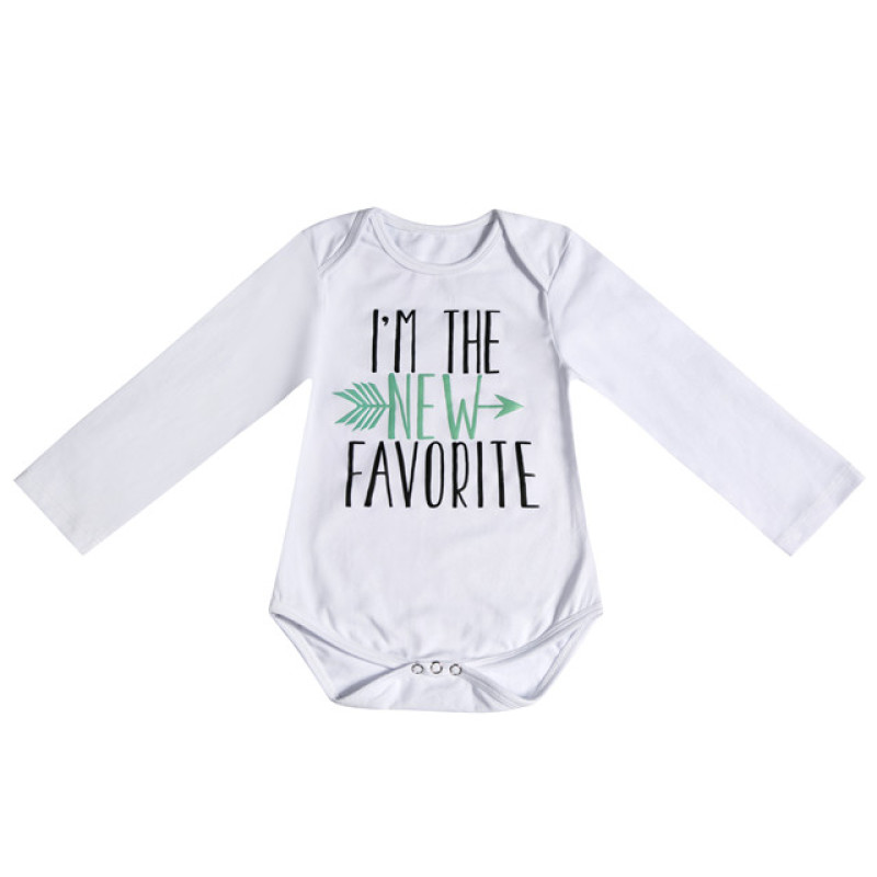 Cartoon letters loving heart white long sleeve cotton baby romper