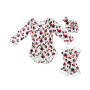 Newborn girls boutique clothing baby flower romper set socks +headband 3 pcs