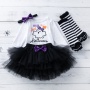2021 fall short sleeve sequins  black tulle layered skirt baby girl dresses