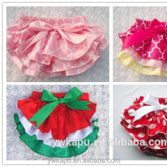 2018 Wholesale plain baby bloomers for kids ruffle diaper cover satin bloomers with bow