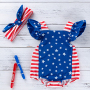 New fashion 4th of July cotton tuller tutus infant baby clothing set