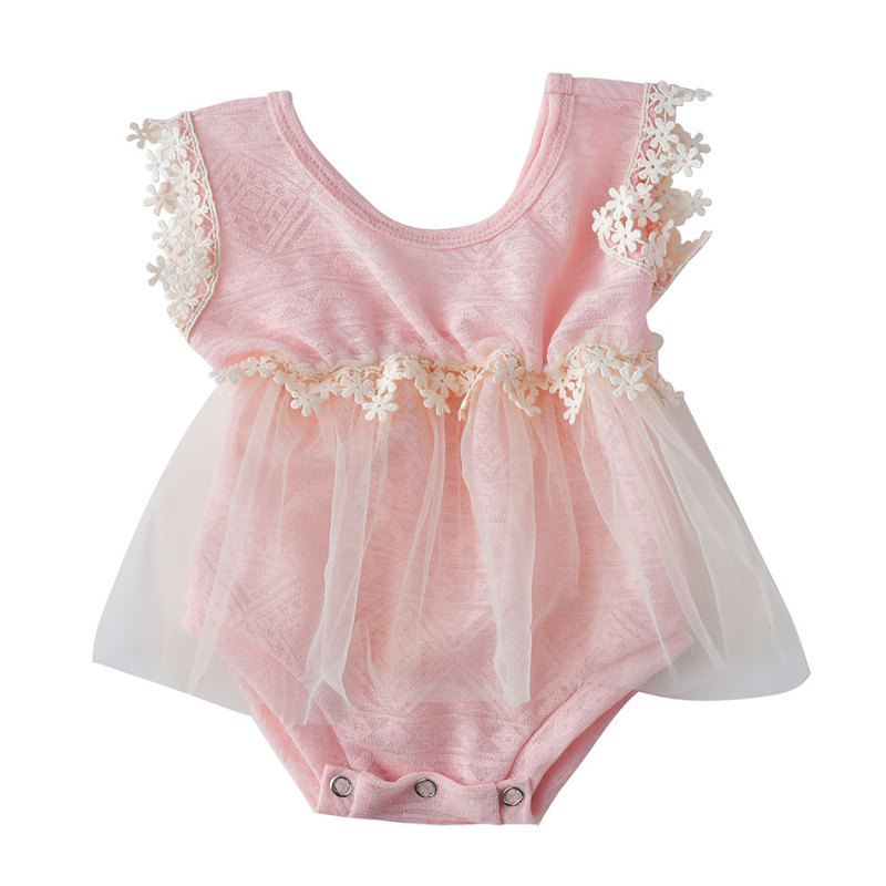 2019 Wholesale  fall  baby girl grown cotton lace  ruffle body romper