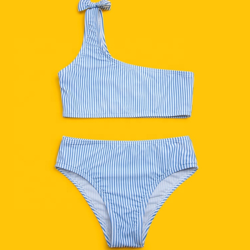 2021 boutique breathable little girl one shoulder sexy bikini