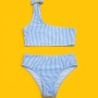 2021 boutique breathable little girl one shoulder sexy bikini