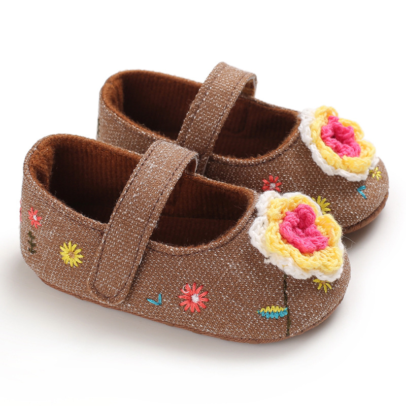 Hot Sale Boutique Cheap Flower Girls Pink Gold White Wedding Flat Shoes for Baby and Kids