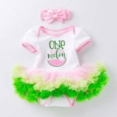 Factory Sale Little Girl Birthday Bodysuit With Chiffon Skirts And Hairband For Birthday