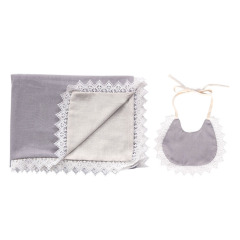 high quality cotton linen lace bresthable baby crib blanket bedding set