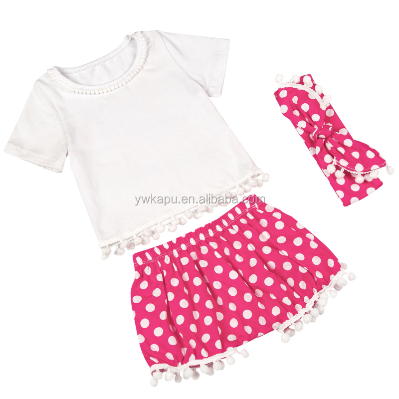 Gold Dot Bubble Clothes Set Frocks Designs With Headband