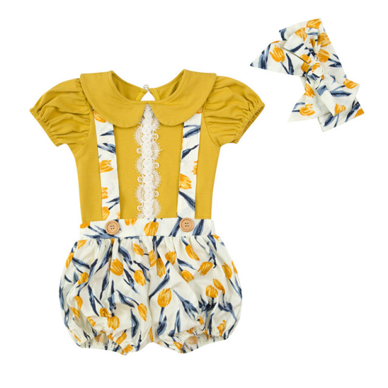 Fashion Baby Girl Clothing Sets Short Sleeve Shirt And Suspender Pants Suits