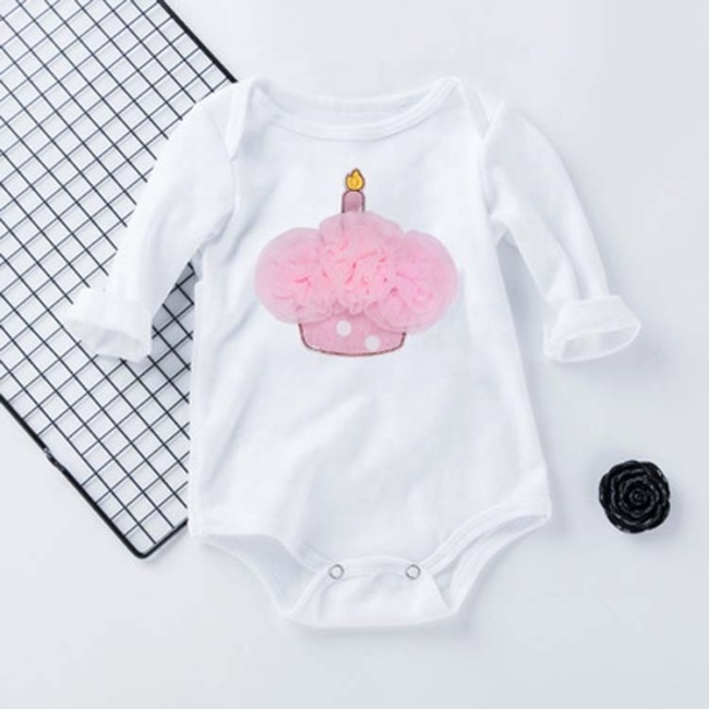 New Arrival Baby Girl Birthday Cake Romper 