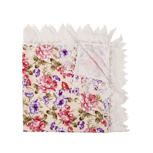 Wholesale White Embroider Cotton Baby Kid Lace Blanket For Months
