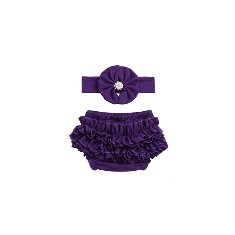 Hot selling new design soft organic cotton  wholesale baby bloomers with headband