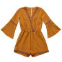 Fashion Polyester Tropical Mustard Yellow Romper Baby Girl Rompers Bodysuit onesie