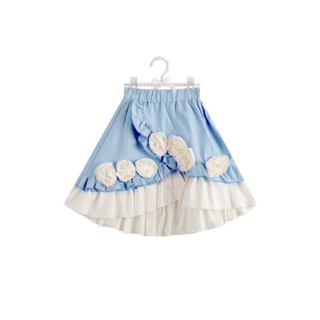 Baby girl's winter beautiful small flowers embroidered  ruffle multi layers skirt