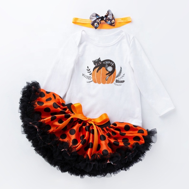 Halloween cute purple tutu skirt pettiskirt baby long sleeve clothing set